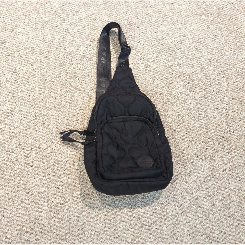Pajar Quilted Puffer Shoulder Crossbody Sling Bag Black Travel Adjustable